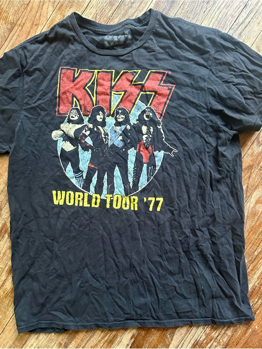 & Other Stories Black Graphic 'World Tour '77' Tee with Red and Yellow Accents